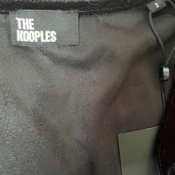 The Kooples Velvet Black Faux Wrap Mini Dress Long Sleeve Size 6 Cocktail Party - Picture 2 of 16